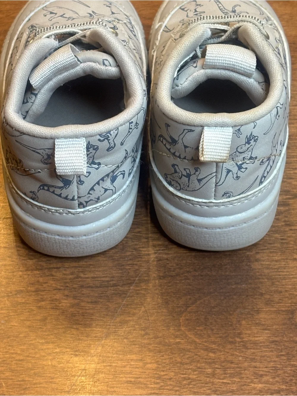 Carter's Beige Sneakers with Gray Dinosaur Print